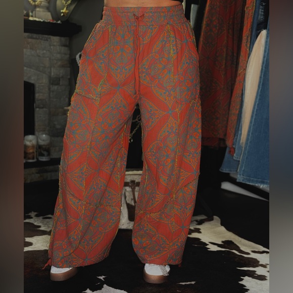 Boho Print Washed Harem Patterned Pants - Picture 1 of 4